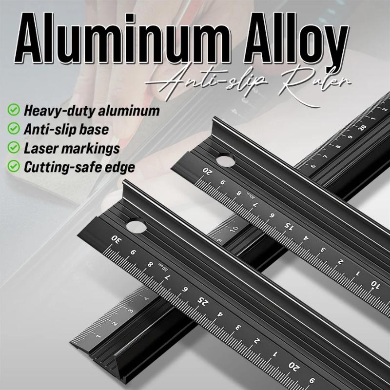 High Precision Aluminum Ruler Non-Slip Multi-Functional 20/30/45cm Metal Tool for Engraving Cutting Marking Measuring