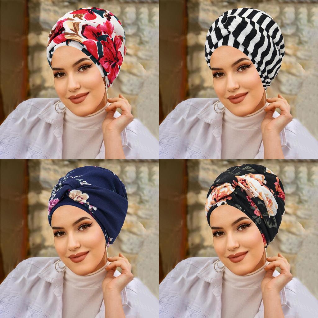 Fashion Turban Headscarf For Women With Floral Print Summer Autumn Winter Accessories