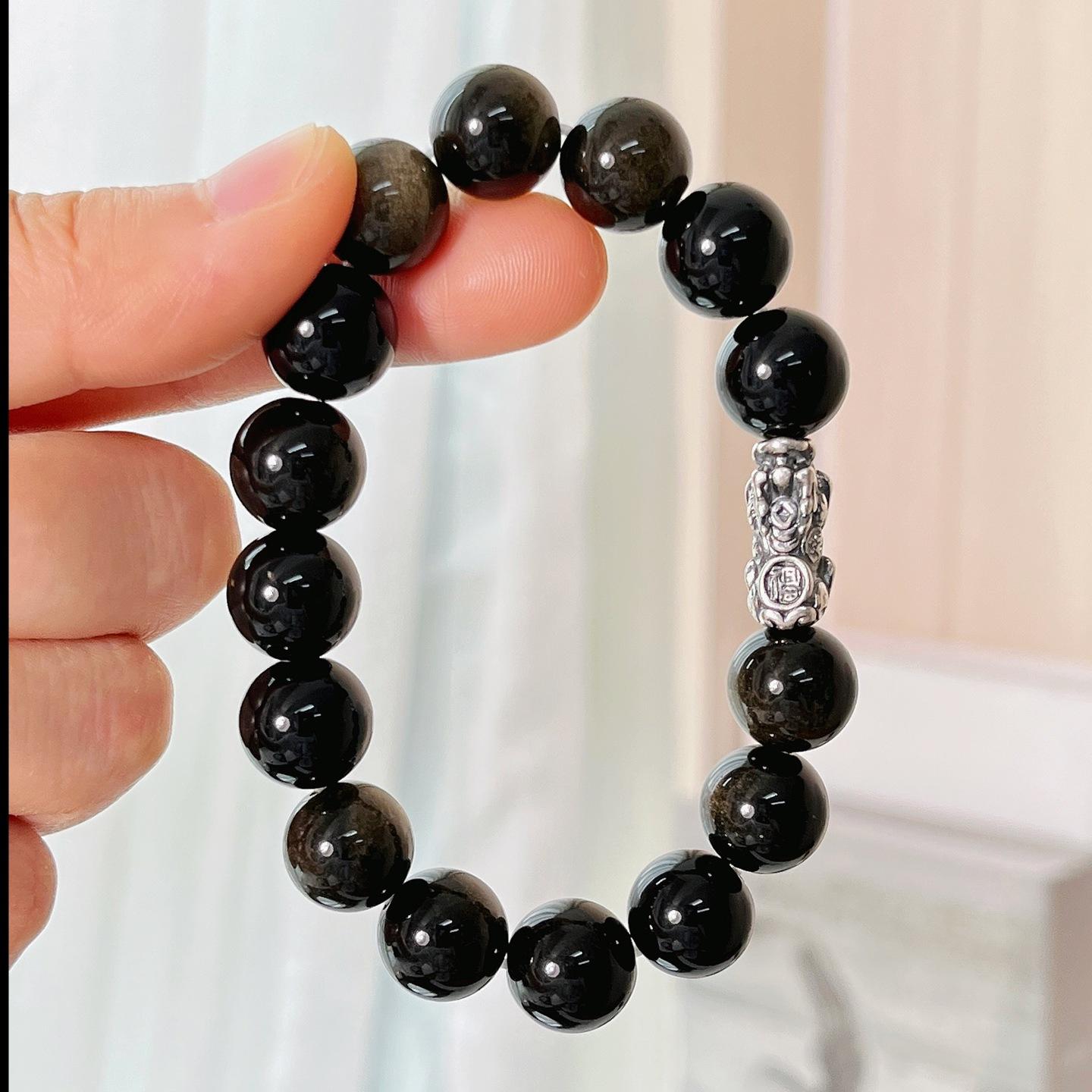 10Mm Natural Gold Obsidian Pixiu Bracelet Bracelet.