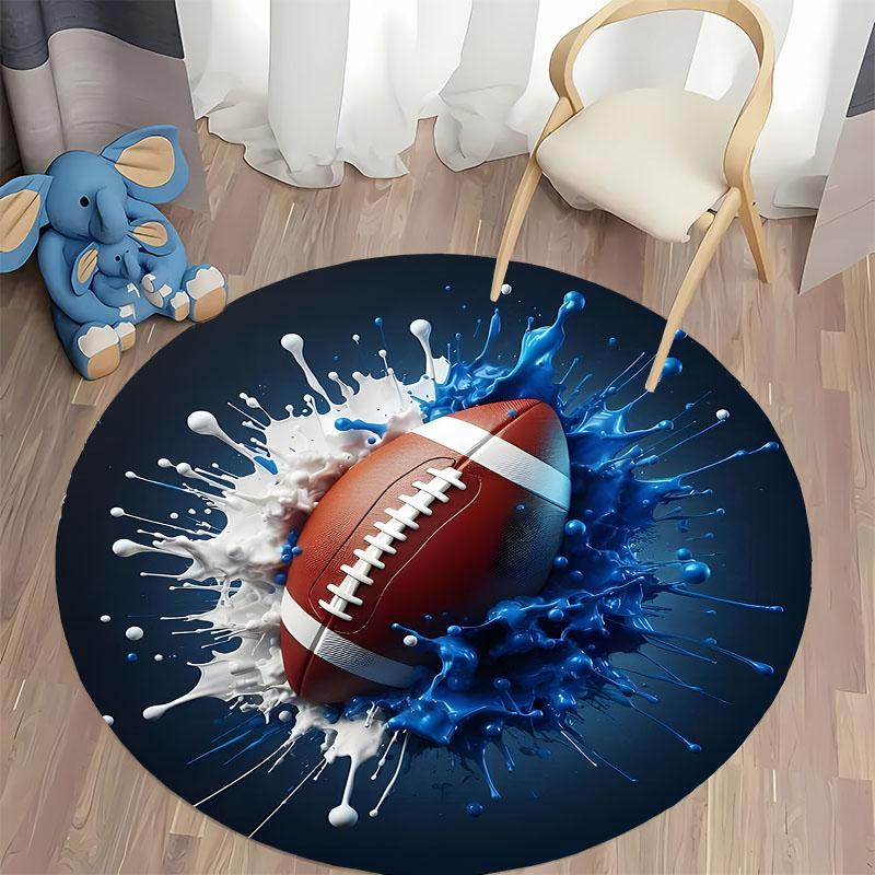 shipping naxt day! Dynamic Splash Football Rug for Sports Enthusiasts round carpet for home sofa bedroom, gift