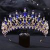 DIEZI Baroque Sweet Blue Crystal Crown Bride Tiara For Women Wedding Elegant Princess Headpiece Hair Zircon Punk Accessories