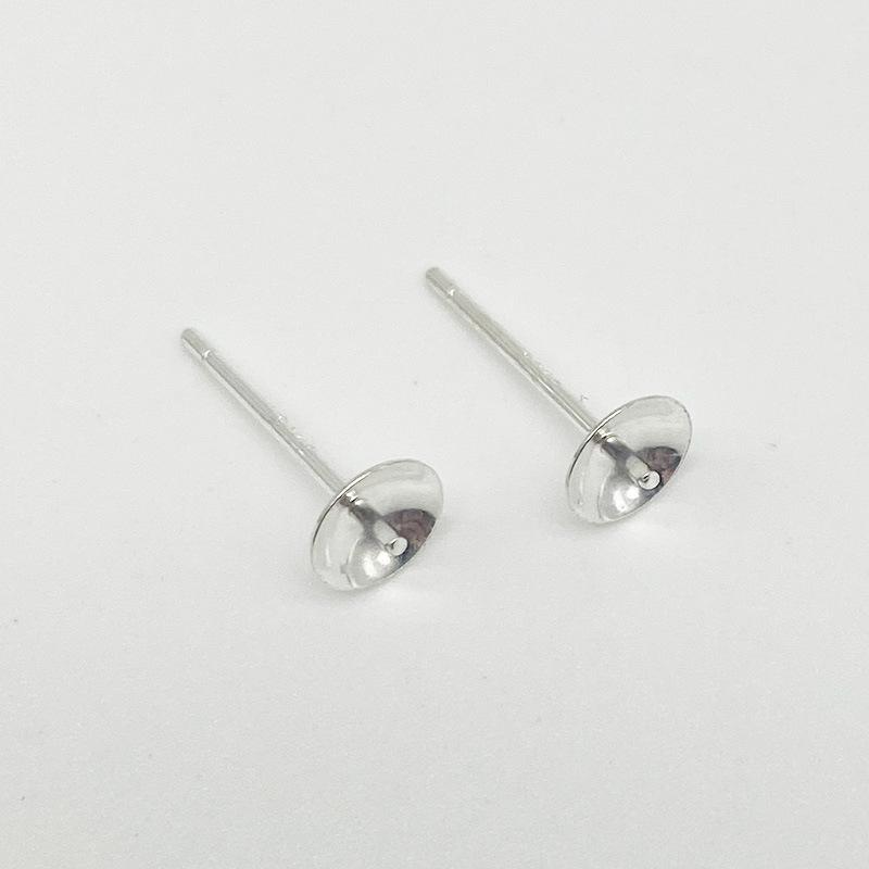 Yansheng S925 Sterling Silver DIY Crystal Pearl Tray Earrings Plain Silver (No Plating)