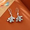Fashion Double-layer Ginkgo Earrings Retro Creative Ginkgo Ear Pendant Synthetic Rhinestone Alloy Sweet Earrings Jewelry Party