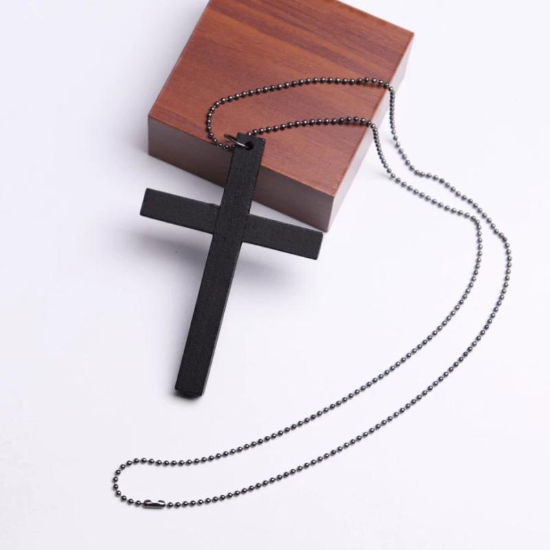 

2025 Крутой Панк Готический Деревянный Кулон Крест Ожерелье Для Женщин Мужчин Винтажное Черно-Белое Хип-Хоп Y2K Ожерелье Вечеринка Ювелирные Изделия Подарок чёрный