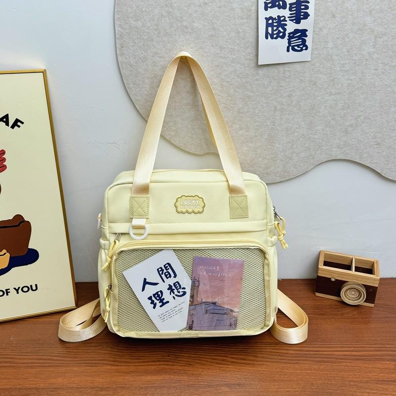 2025 High-value Nylon Bag College Style Transparent Shoulder Crossbody Pain Bag Leisure Bag Tutoring Bag Handbag Women