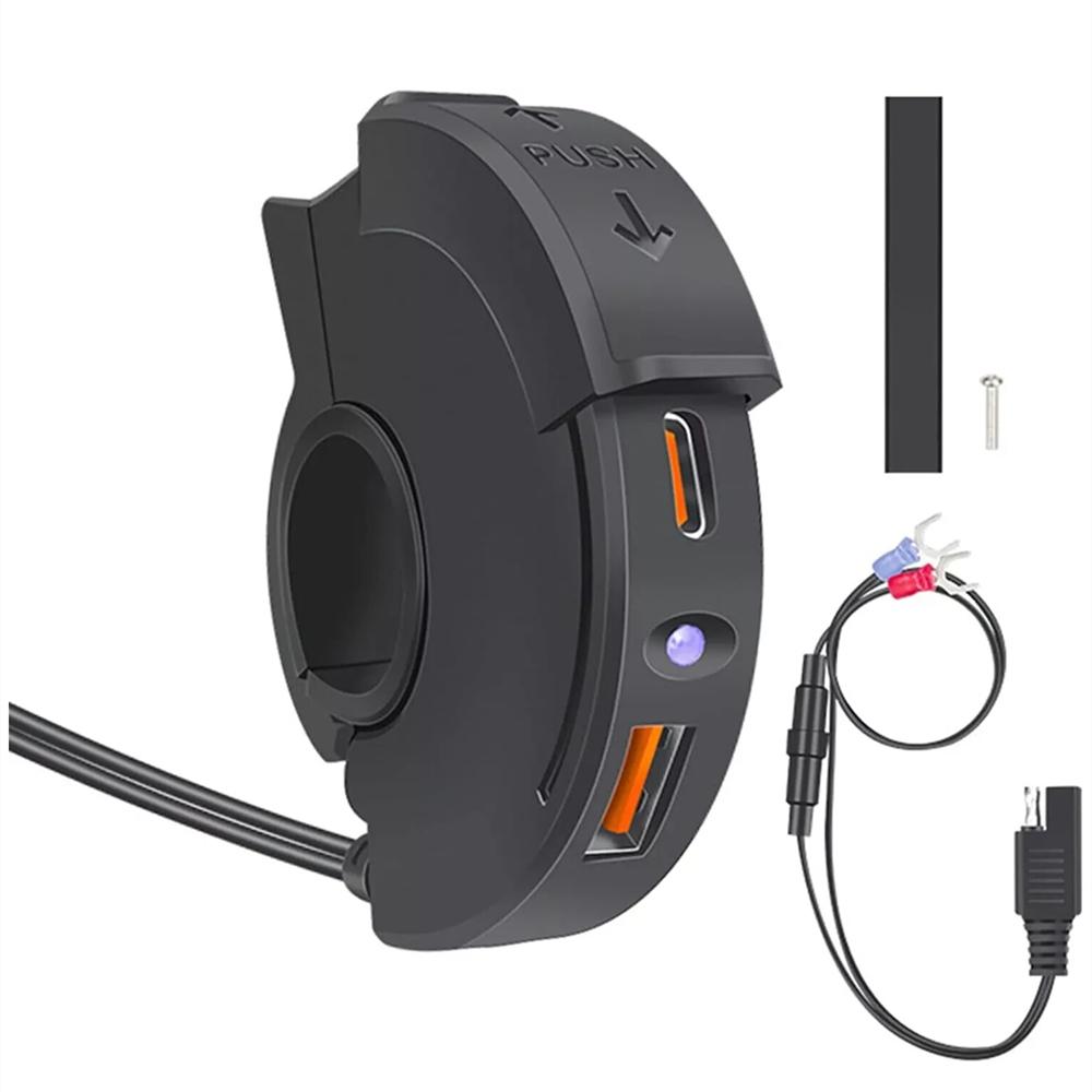 Motorcycle Dual USB Phone GPS Fast Charger Adapter Handlebar Mounting Charging