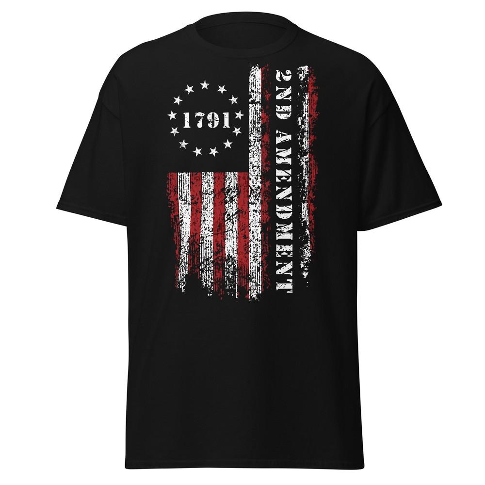 

Patriotic 2nd Amendment, Vintage USA Flag, 1791 Unisex T-Shirt 2XL