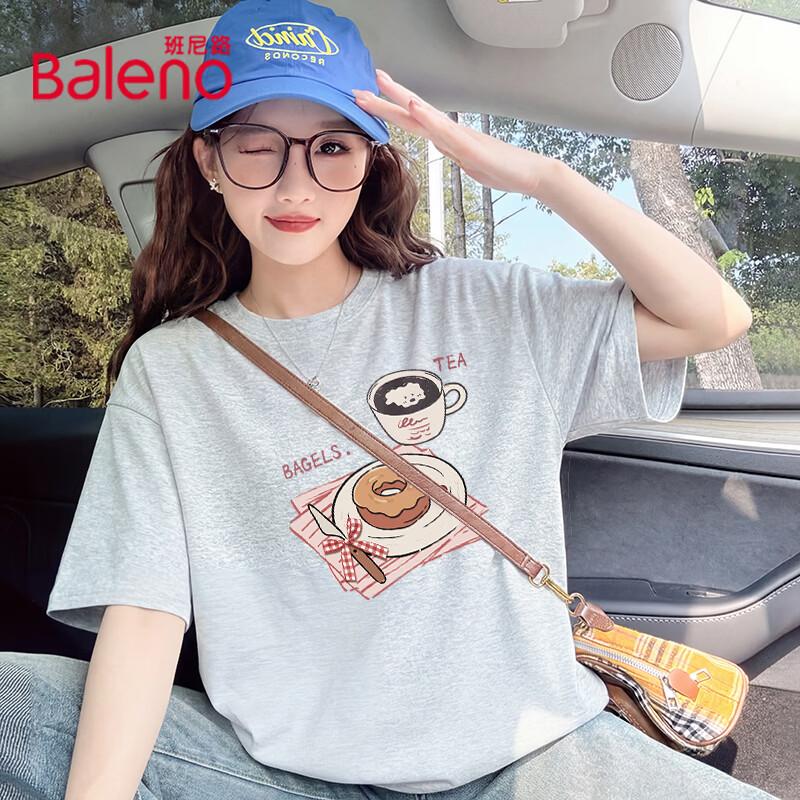 Baleno Women s Relaxed Fit Cotton Short Sleeve T-Shirt S