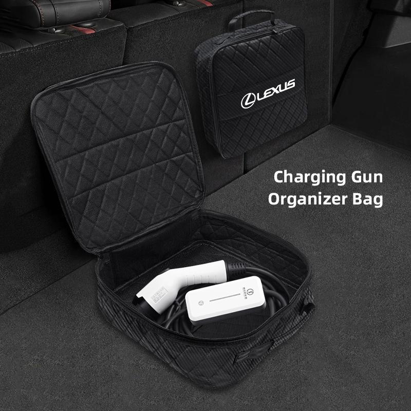 Battery Cable Gun Bag EV Car Charger Storage Organizer Box For Lexus RX400h GX RX450h ES350 LX470 RX330 IS250 NX300 Ct200h LX570 AEI1