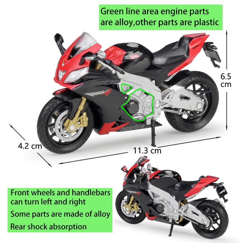 Scară 1/18 Welly Aprilia RSV 4 Fabrică Model de motociclete din aliaj Modele de vehicule de jucărie din metal Model de motocicletă Colectie de simulare înaltă Cadouri pentru copii