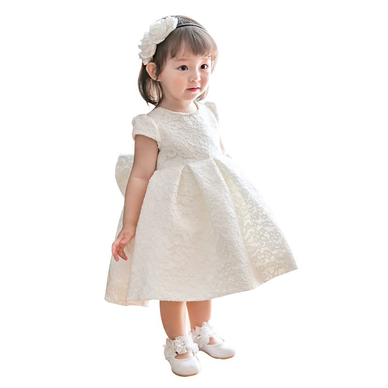 Baby Crew Ceremony Short Sleeve Shrine 80 [SAIHIME] Children's Dress, One-Piece Dress, Neck, Dress, Formal, Embroidered, Dress, Visit, Recital,