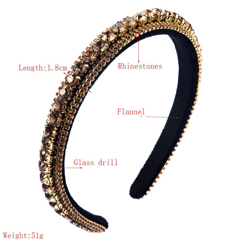 Women's Hairband Rhinestone Versatile Headband Baroque Gold Velvet Fine Edge Headwear