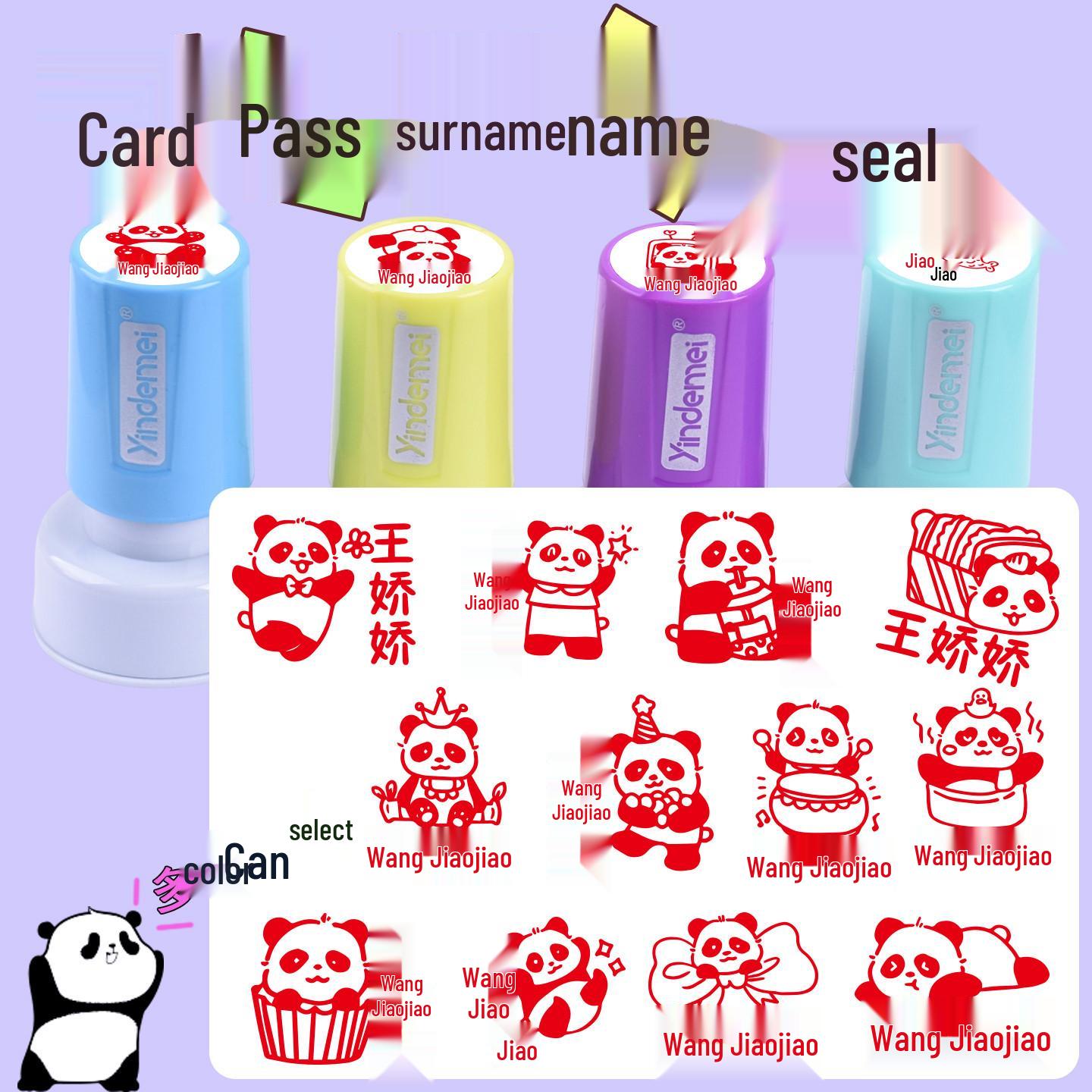 

Custom Engraved Kids Name Stamp with Panda Cartoon L112