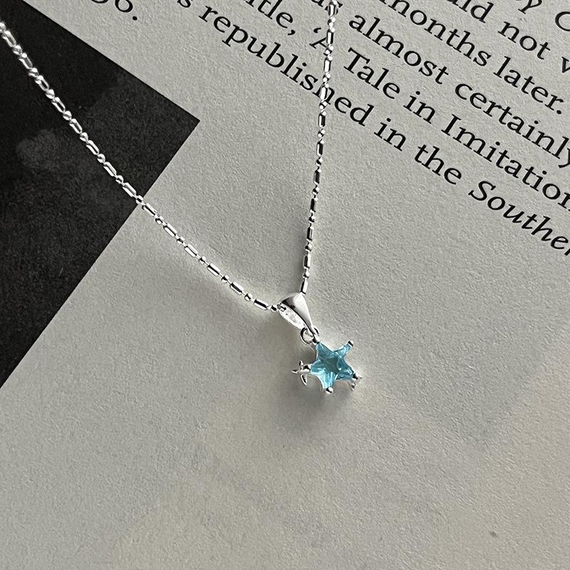 Blue Star Necklace, Light Luxury, Super Immortal Pentagram Collarbone Chain, Korean Version, New Popular Necklace