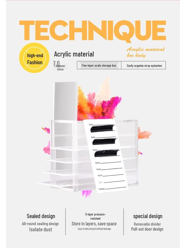 5-Layer Acrylic Eyelash Extension & Camellia Flower Desktop Storage Box
