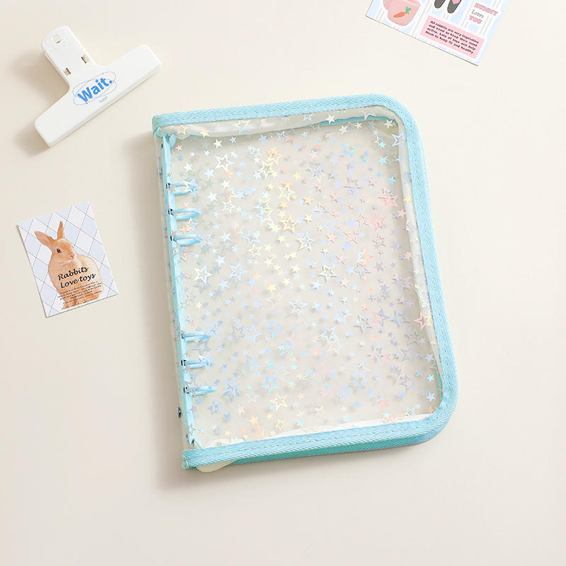 A5 Star Pattern Zipper Binder Photo Album Kpop Collect Book Refillable Journal DIY Kawaii Stationery Organizer 
