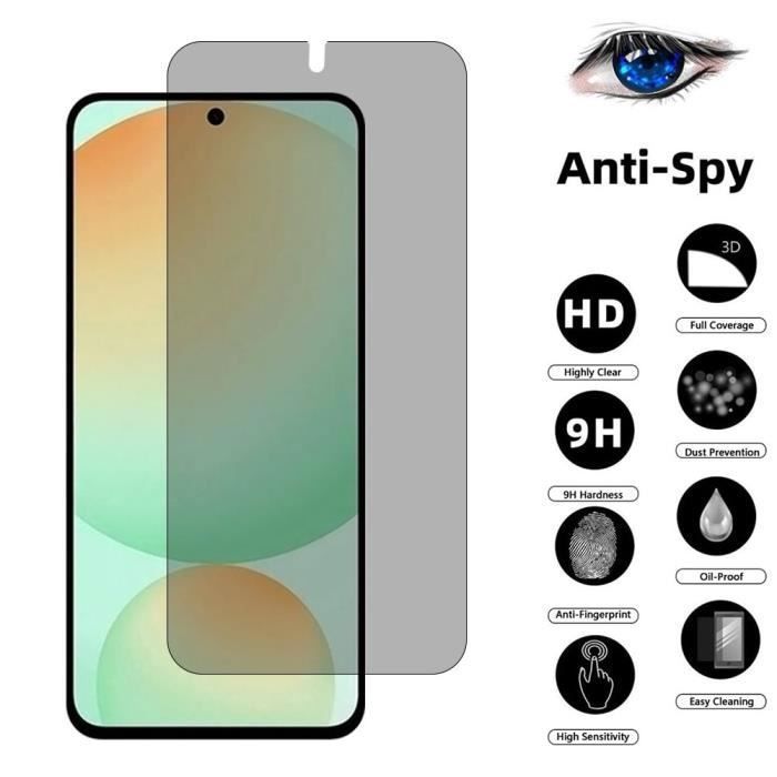 Protecteur d'écran compatible Samsung Galaxy S24 FE - BOOLING - Verre Trempé - Anti-Espion X2