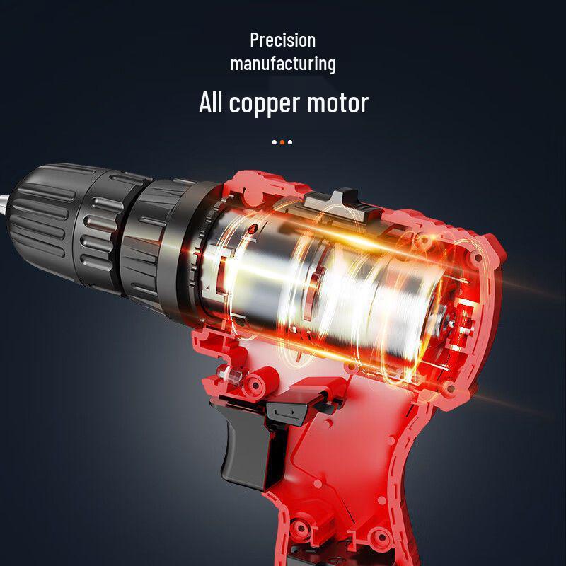 Cordless Lithium Battery Drill Hand Tool Set for Electricians & Carpenters - Multifunctional Repair Kit with Tool Box