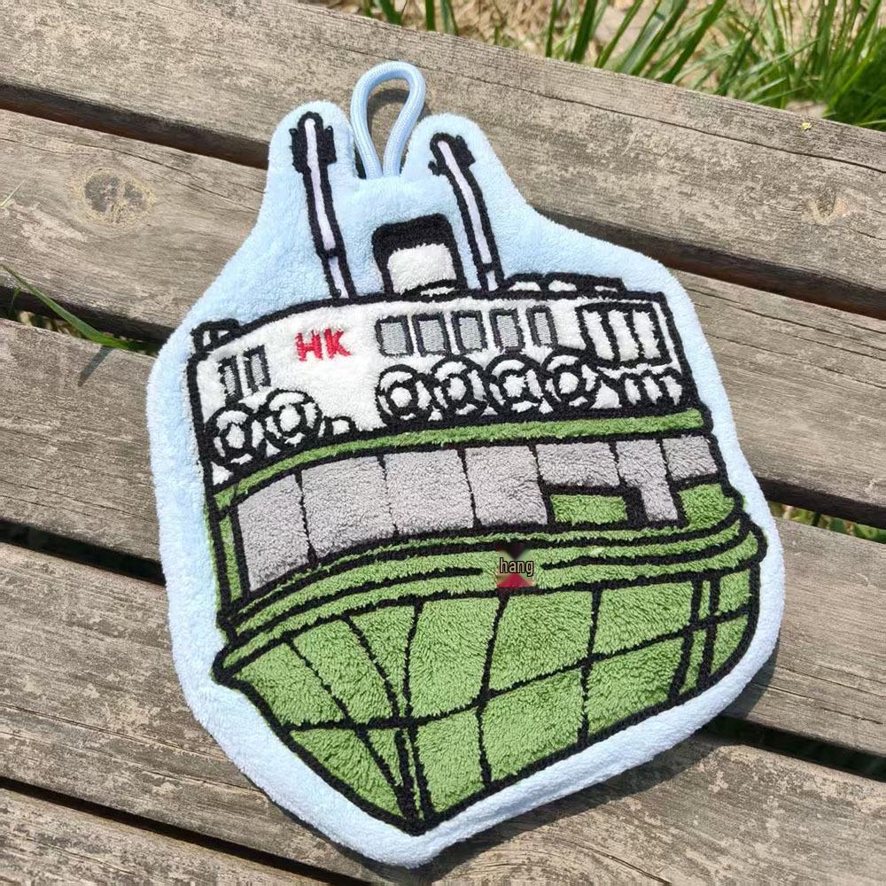 Hong Kong Style Quick-Dry Cartoon Bus Taxi Coral Fleece Hand Towel