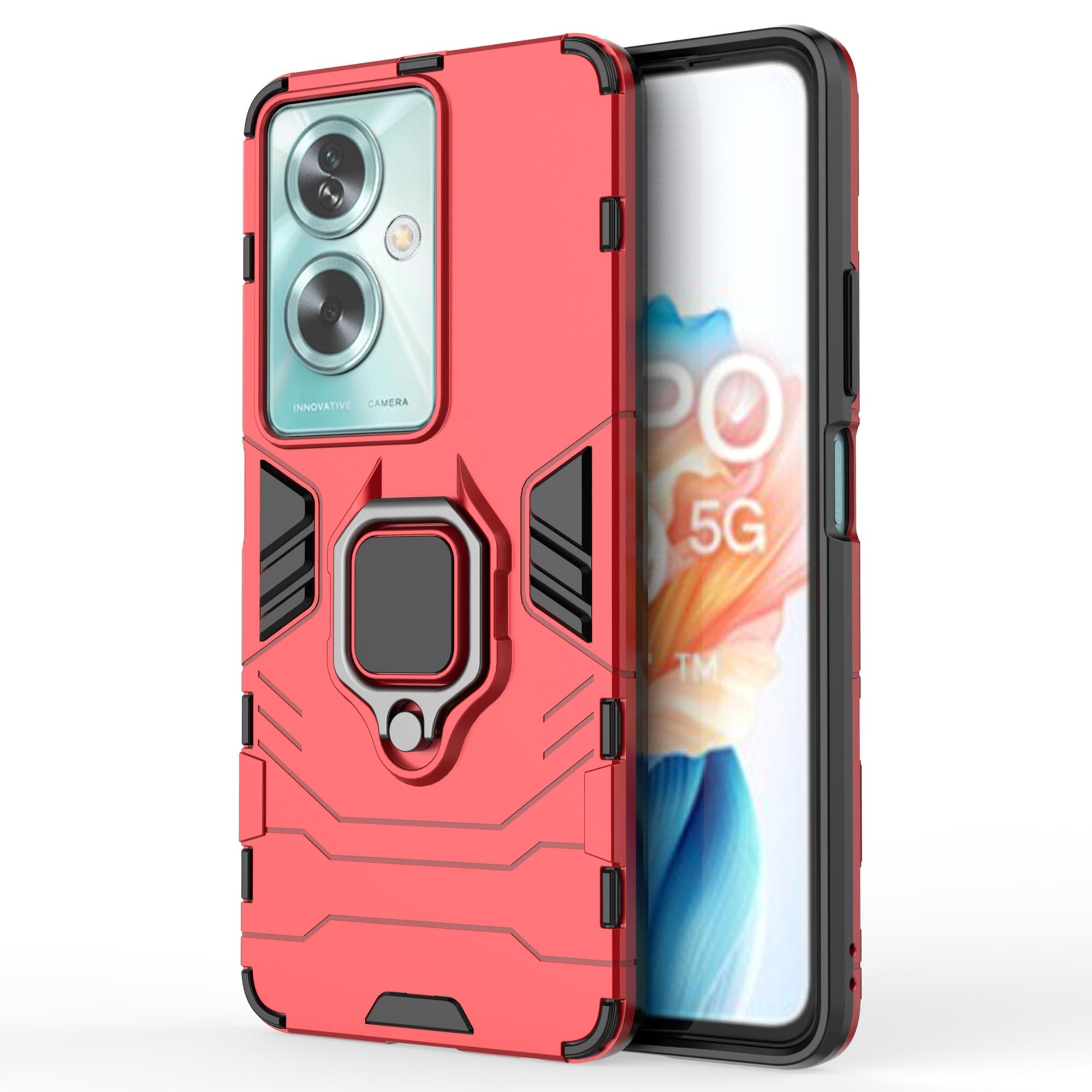 

For Oppo A79 5G/A2 5G Cell Phone Case PC+TPU Drop-resistant Kickstand Shell Red