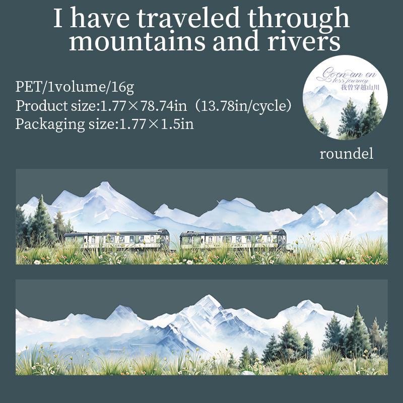 

PET Tape Embark On An Endless Journey Series DIY Scenery Travel Theme Landscape Account Creative Collage Material DIY Decoration