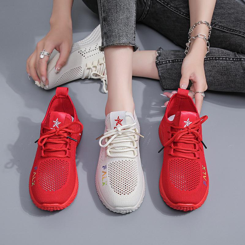 Women's Shoes Summer Hollow Mesh Sports Shoes Breathable Fashion Versatile Casual Soft Sole Non-slip Women's Single Shoes
