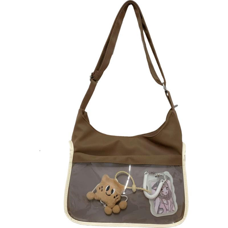 Double-sided dual-purpose wind girl heart messenger bag, transparent portable shoulder bag for students in class