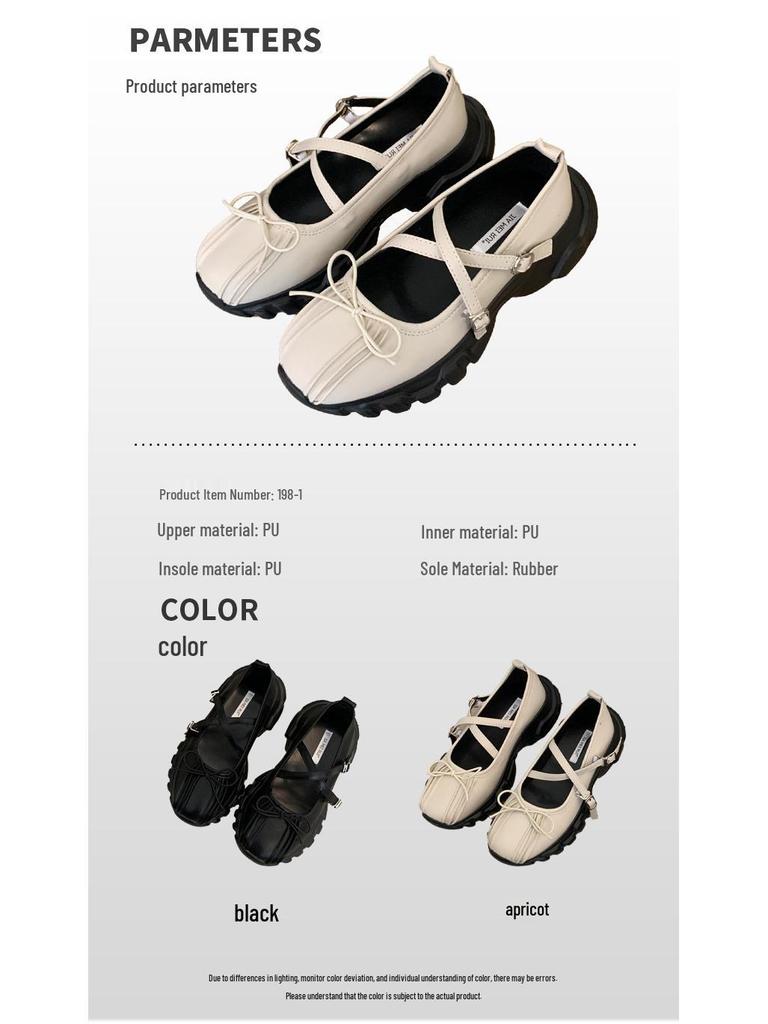 Original Women's Casual French Height-Boosting Cute Doll Ruffled Thick-Soled Mary Jane Shoes