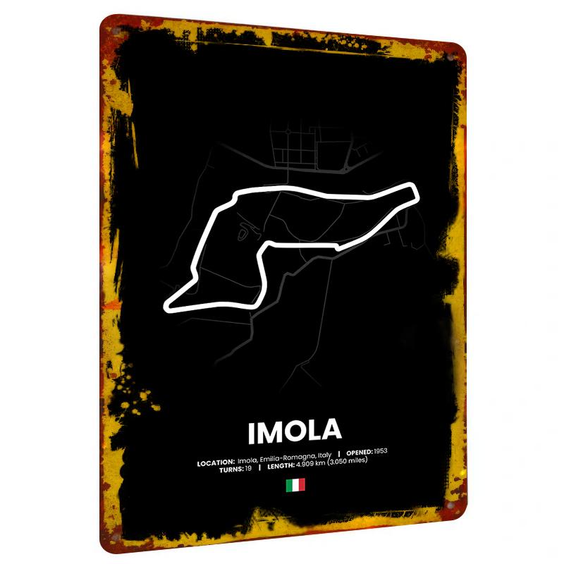 Imola Circuit Map Metal Wall Art Italy Racing Decor km Track Home Decoration Sports Memorabilia 20x30cm(7.8x11.8inch)