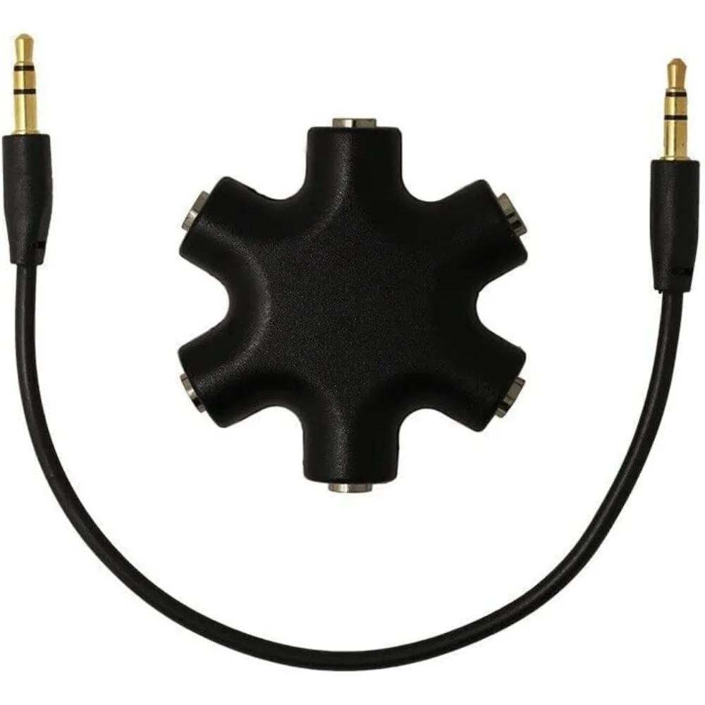 Multi Headphone Audio Splitter 3.5mm 5-Jack Female Connector Adapter with 3.5mm Stereo Cable 20cm Digital Audio Video Cables
