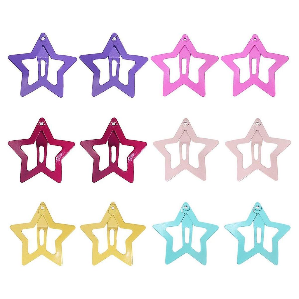 Heytea 12Pcs Lovely Metal Hair Snap Clips Fashion Stars Barrettes Hair Accessories for Girls Woman
