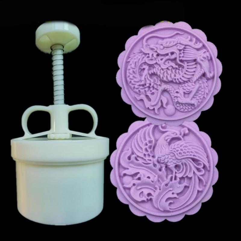 Festival DIY Cookie Stamp Dragon Phoenixes Pattern Mooncakes Molds Practical Cookie Stamp Set for DIY Festival Treat