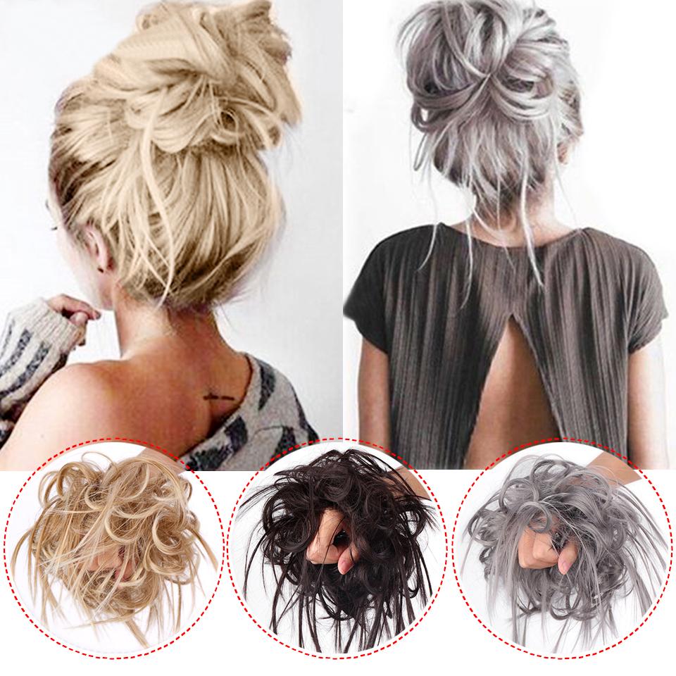 Chignon Disordinati Wrap su Elastico in Gomma Coda di Cavallo Fibra Sintetica ad Alta Temperatura Scrunchie Updo Parrucche KTB