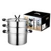 Sanbide 3-Tier Stainless Steel Steamer Pot with Bakelite Handle