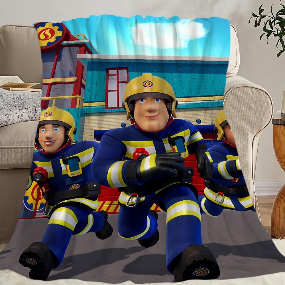 Manta de dibujos animados Fireman Sam Suave Cómoda Peluche para siesta Adecuada para Sala de estar Oficina Dormitorio Cumpleaños Hogar Regalo para niño