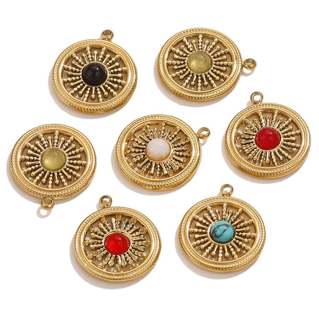 Minimalist Retro Turquoise Stone Pendant Necklace & Earrings Set