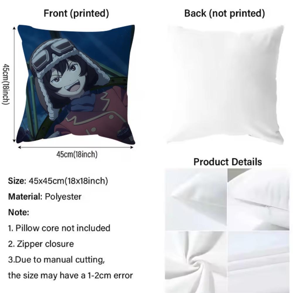 Action Anime The Magnificent Kotobuki Cushion Cover Soft & Easy-Wash Pillow Case – Versatile For Couch, Bed, Travel And Office