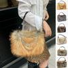 Y2k Fluffy Hobo Bags Portable Armpit Bag Portable PU Handbag  Daily