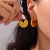 French Retro Style Fashion Temperament Light Luxury Simple Earrings Geometric Folding Fan Titanium Steel Plated 18K Gold Stud Earrings