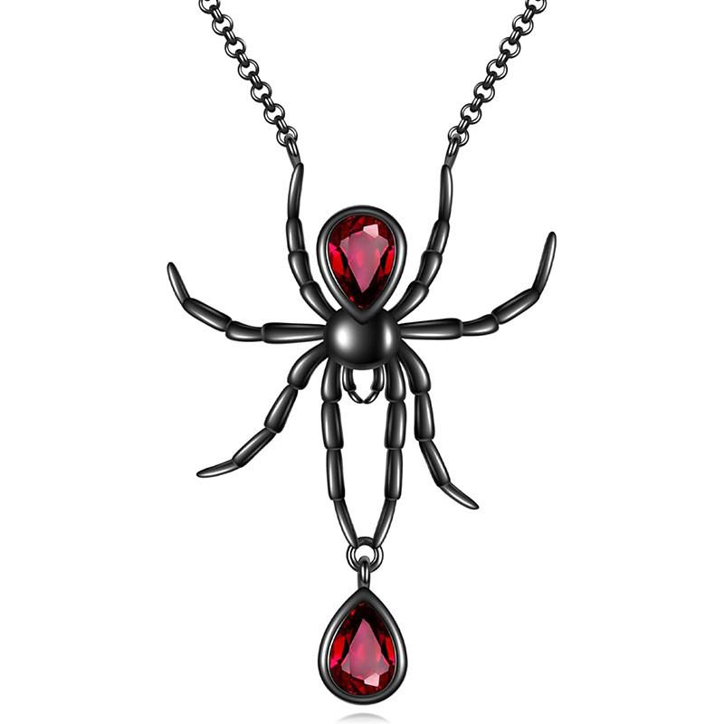 Gothic Style Black Spider Pendant Necklace For Women Fashionable Statement Jewelry
