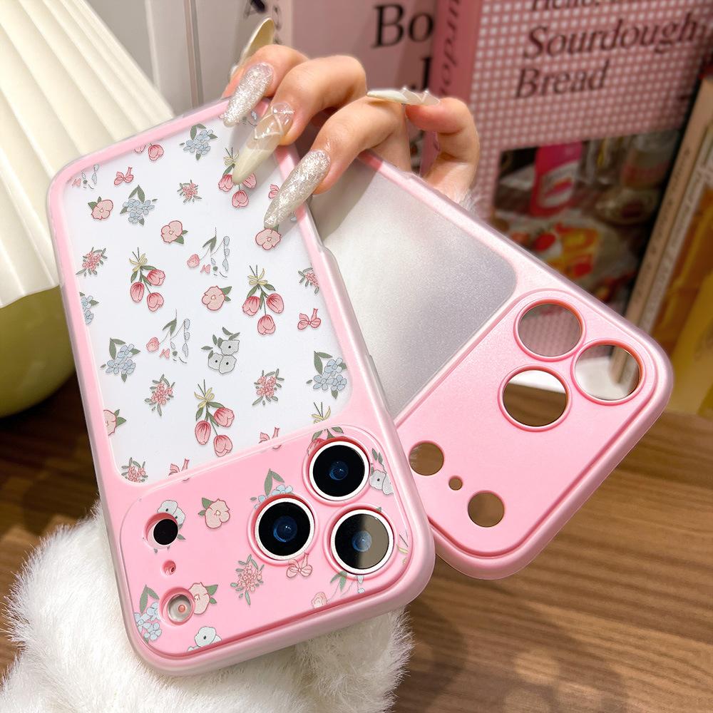 Full screen flowers are suitable for iPhone17promax pink two-in-one mobile phone case, Apple 16 niche 15 generation