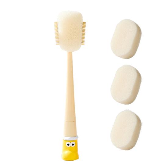 

5 in 1 Bottle Cleaning Brush with Long Handle Baby Bottles Straws Nipples Narrow Containers Sponge Knot Cleaning Brush жёлтый
