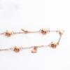 Purple Gold Glossy Flower Love Anklet Summer Sweet Rose Gold Plated Heart Anklet Jewelry