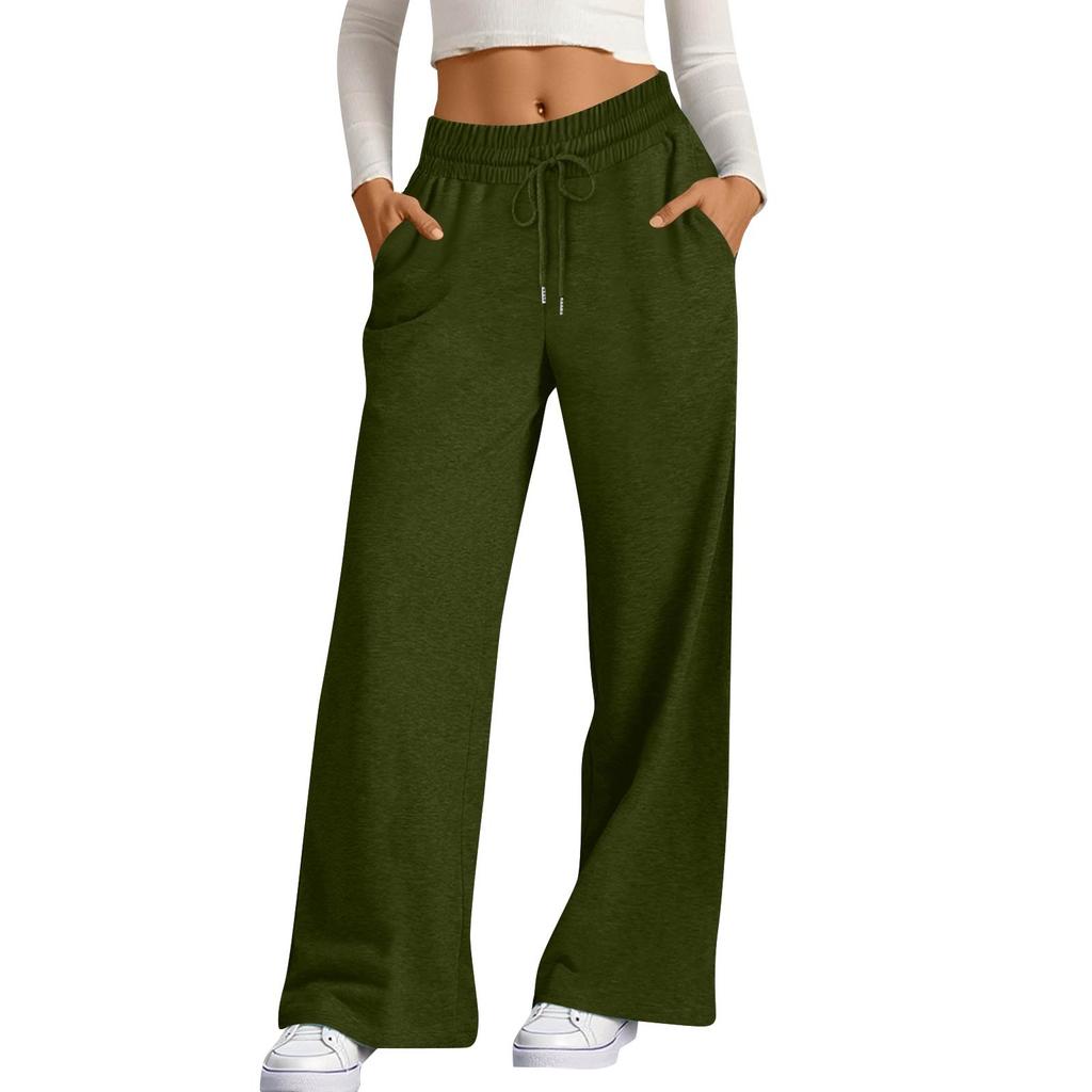 Women's Pants Fashion Casual Pants Solid Color Drawstring High Waist Pants With Pockets