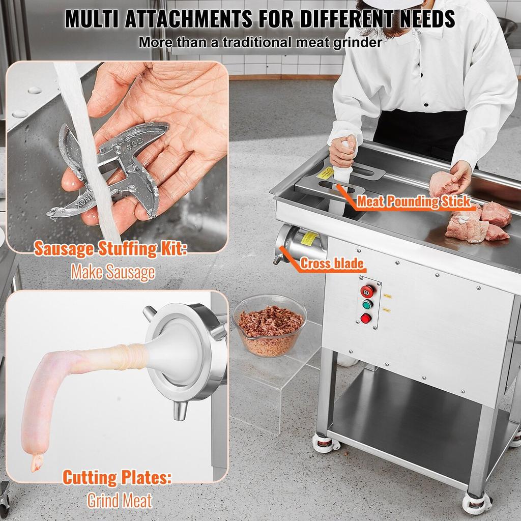 Commercial Electric Meat Grinder 22Lb/Min 2200W Industrial Cabinet Grinder