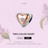 BAMOER 925 Sterling Silve Charm Two Color Heart Love Zircon Plated Rose Gold Fit Original Charms DIY Bracelets Bangles Jewelry