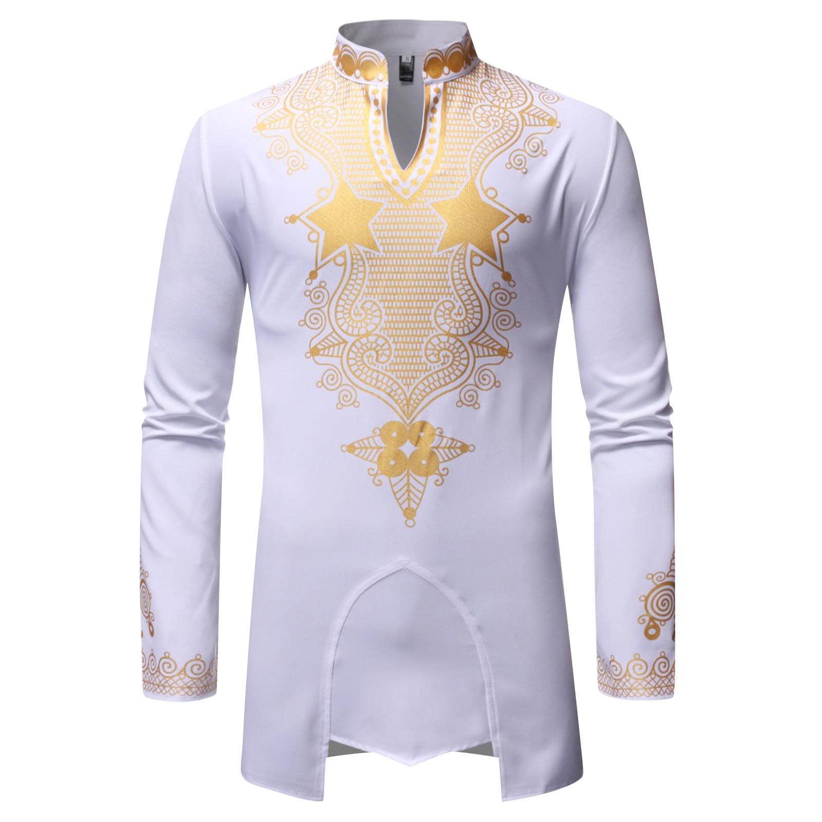 

Мужская футболка с длинным рукавом и воротником-стойкой с винтажным принтом, верхняя блузка S белый