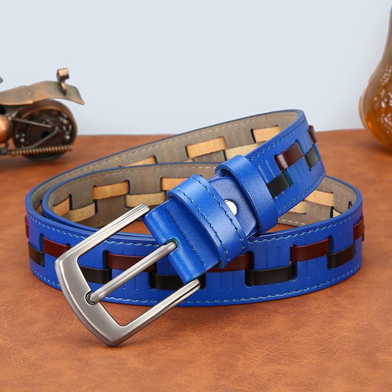 Men's Genuine Leather Retro Pin Buckle Belt Fashion Trendy Individuality Woven Premium Leather Belt