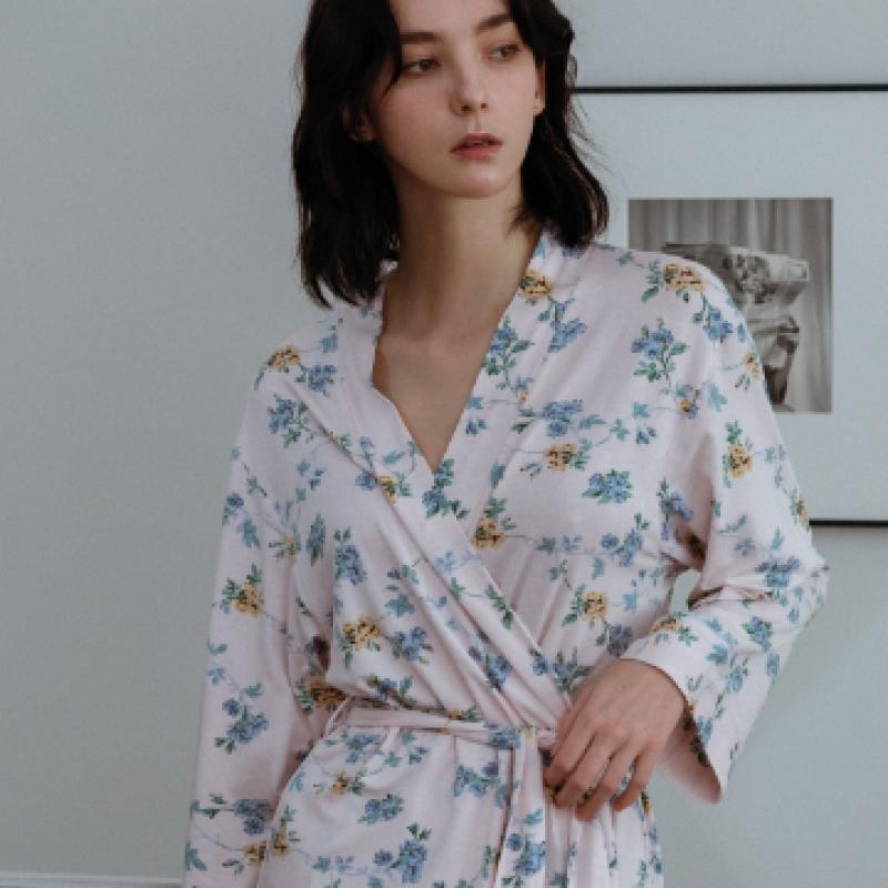 Frenchiel Micro Modal Lilac Robe Cream  Fwgn303n 