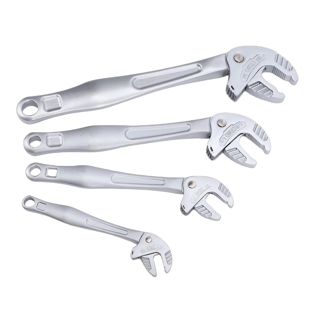 4Pcs Self Adjusting Wrench Self Tightening Ratchet Adjustable Wrenches Set 7 10 10 13 13 16 16 19mm Silver for Pipe